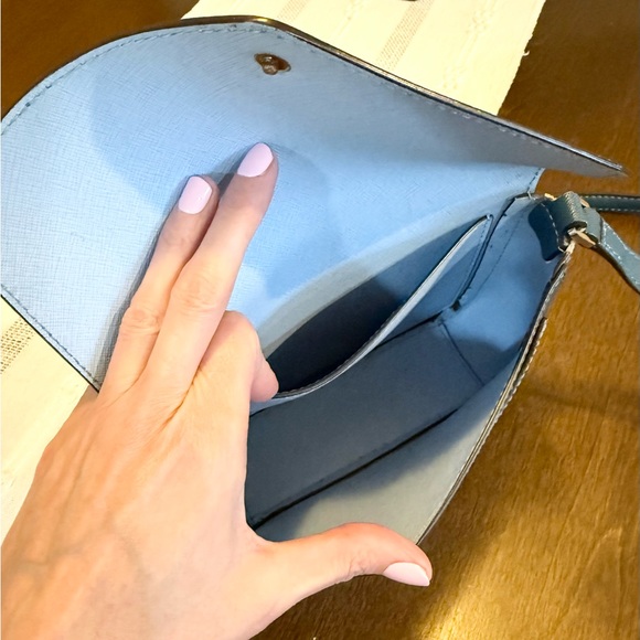 Michael Kors SAMPLE Greenwich Small Crossbody Bag in 2-Tone Blue Leather - Picture 7 of 9